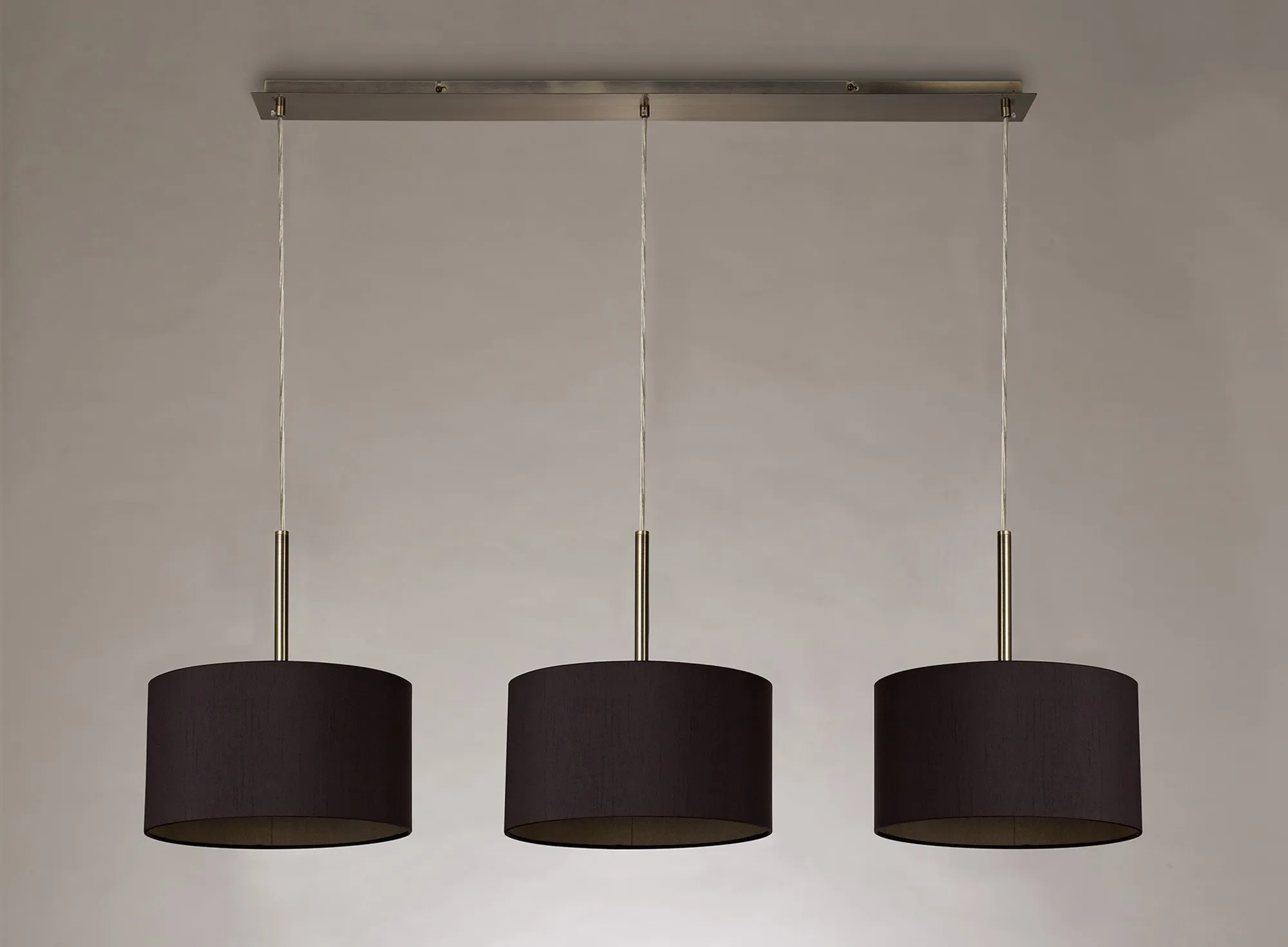Baymont 30cm Shade 3 Light Pendant Antique Brass, Midnight Black/Green Olive DK0573  Deco Baymont AB BL/GR